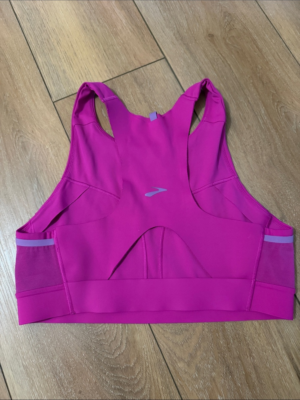 Brooks Women's High-Neck Sports Bra — Fuchsia Pink - Picture 3 of 5